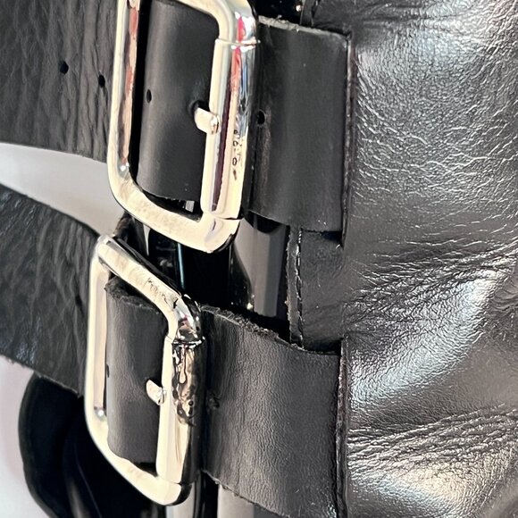 Jeffrey Campbell Havana Last Leather Black Fisherman Huarache Heels sz 9 - Picture 8 of 13